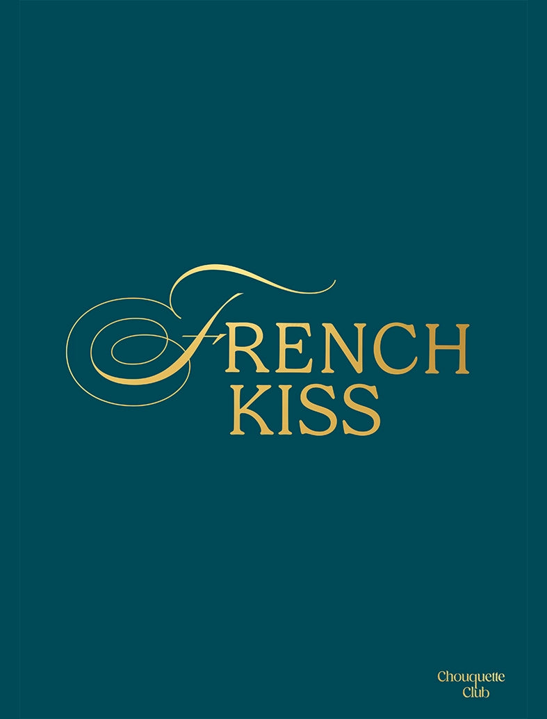 Affiche “French kiss" - lettrage doré fond bleu canard