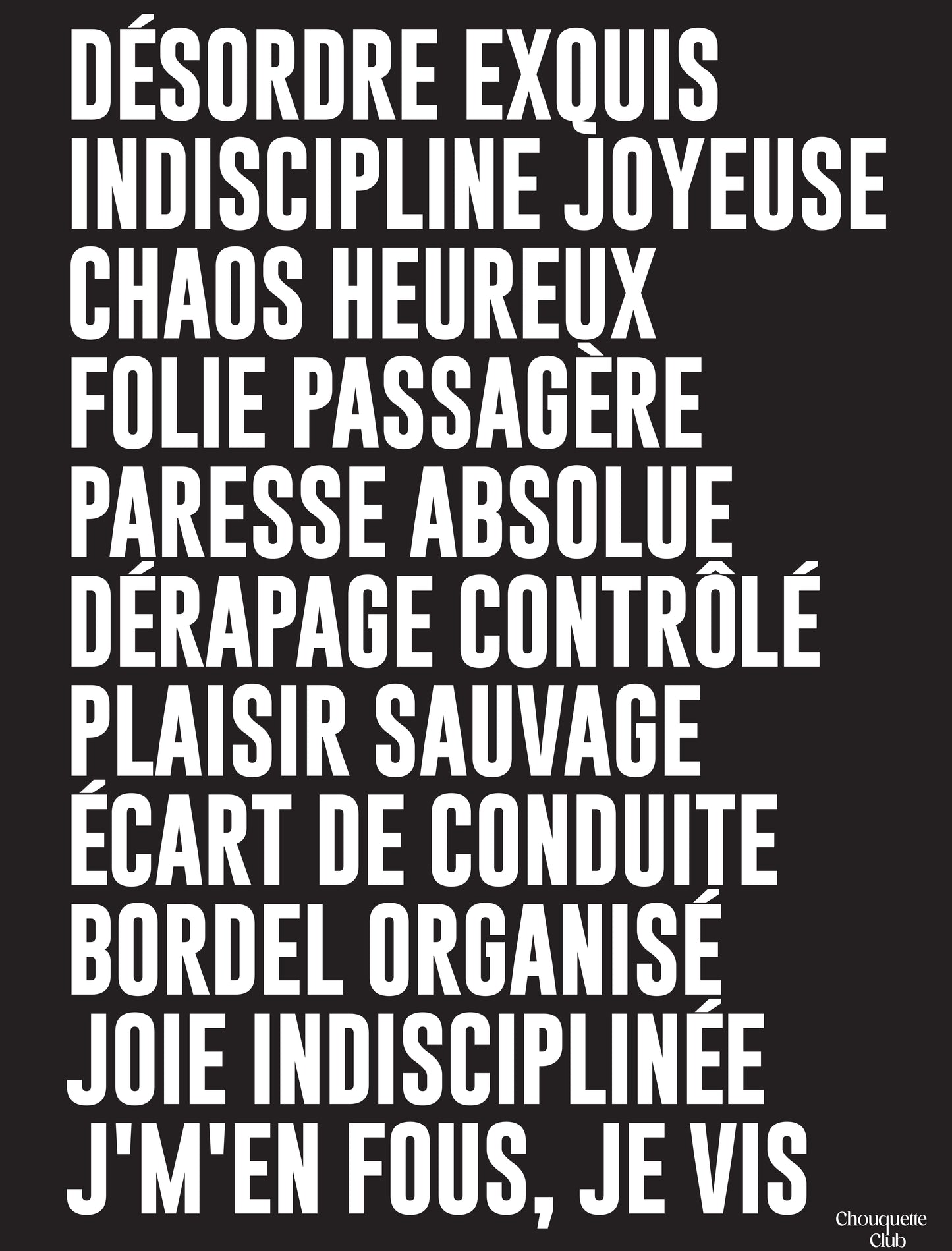 poster mantra noir et blanc de chouquette club