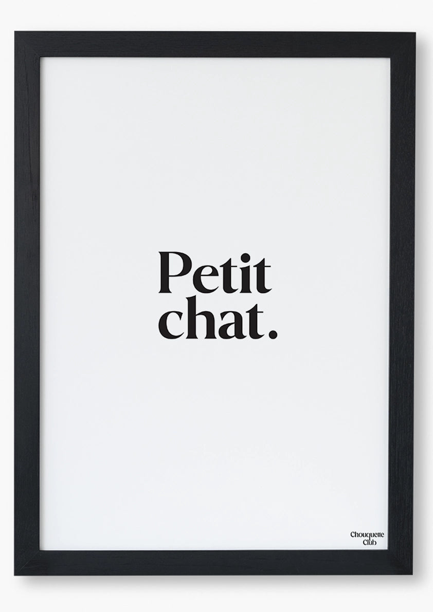 affiche graphique cadre noir petit chat