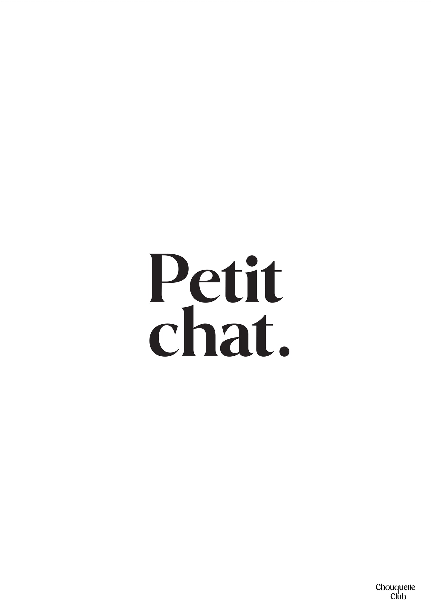 affiche graphique noir et blanc petit chat