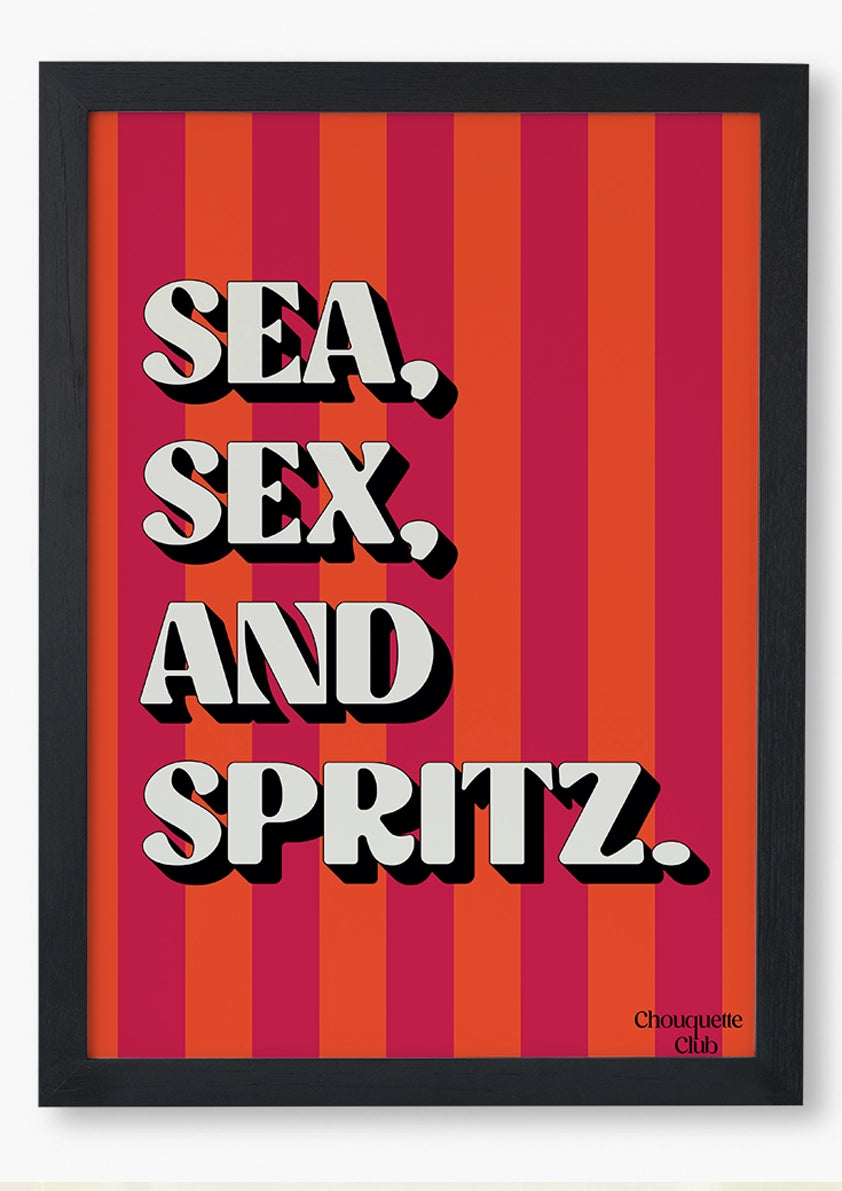 sex and spritz (orange et bordeaux) affiche encadré cadre noir