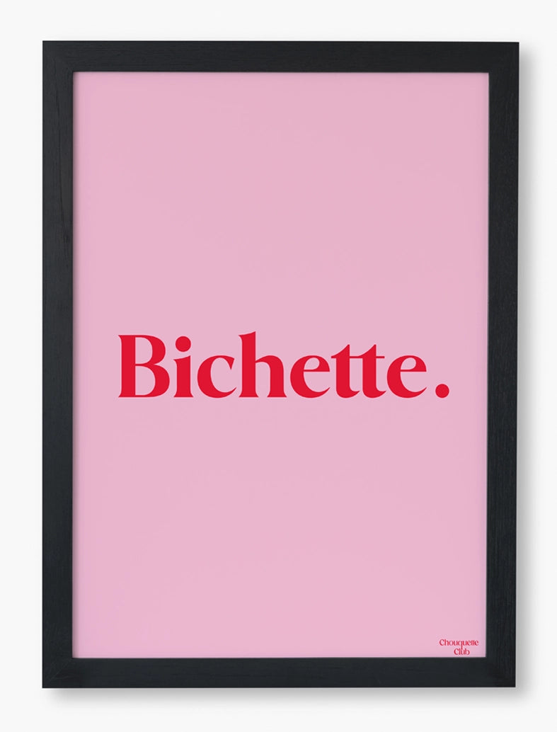 affiche bichette rose et rouge encadrée