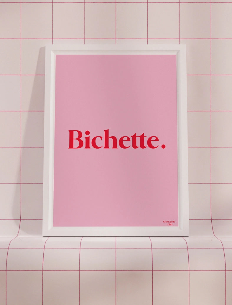 affiche bichette rose et rouge encadrée