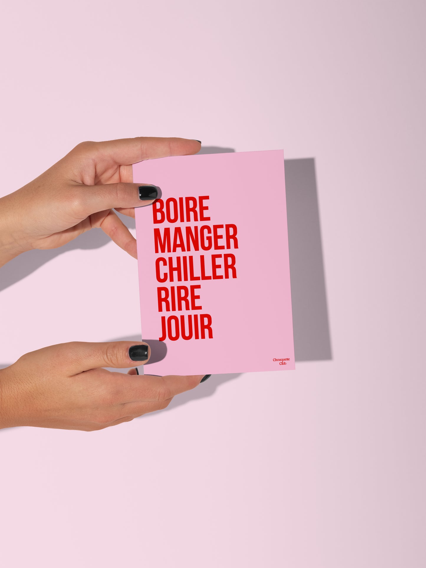 boiremangerchiller rose et rouge carte postale