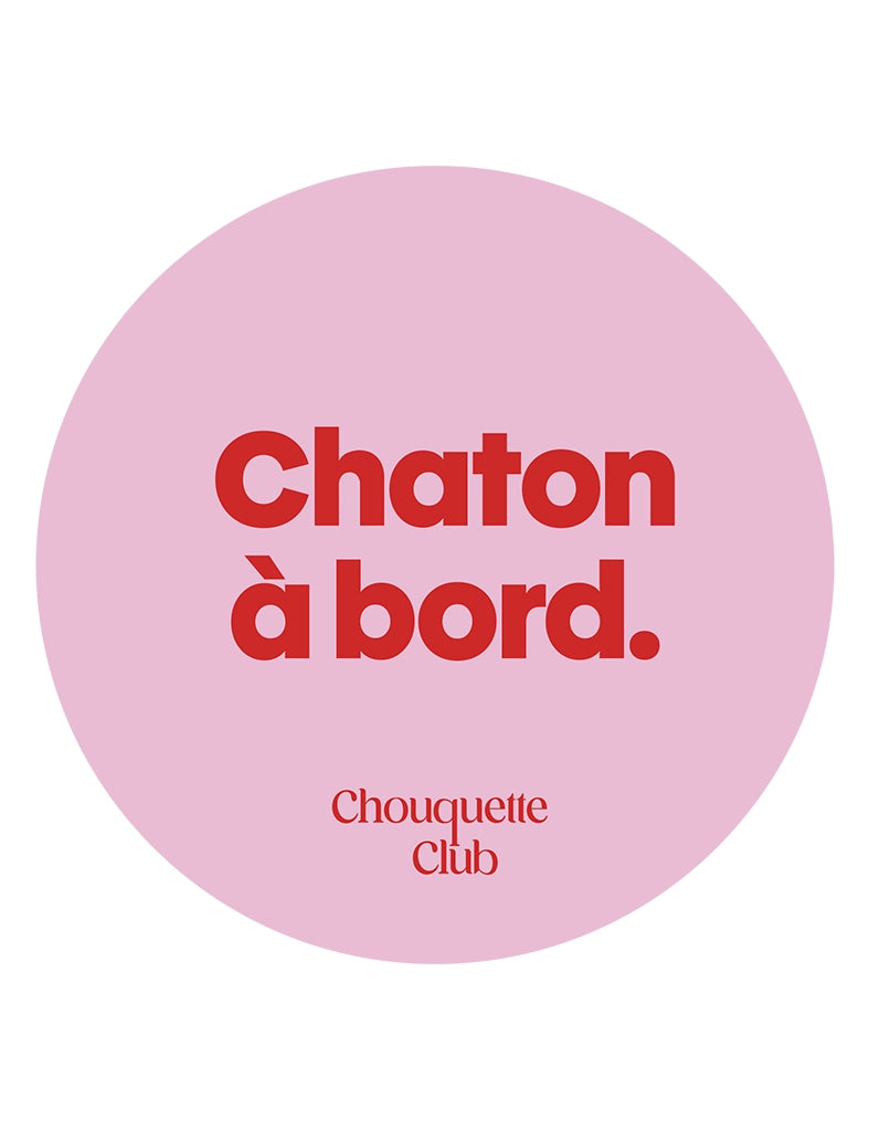 Sticker « Chaton à bord » rose et rouge