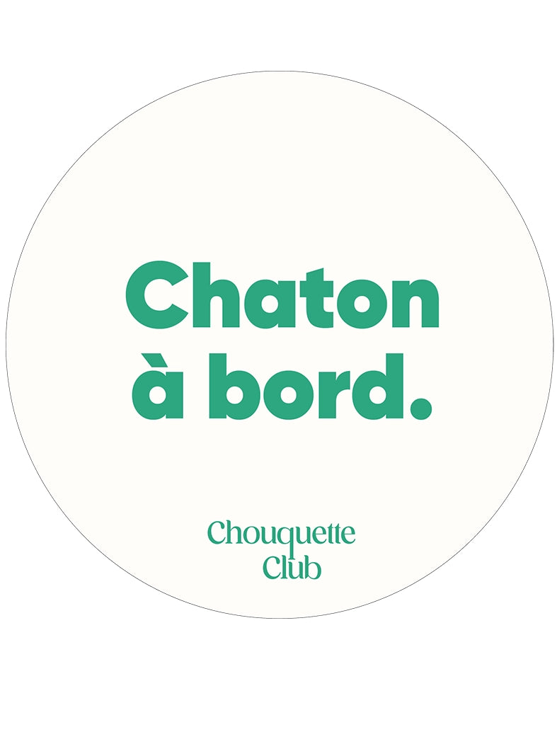 Sticker « Chaton à bord » vert et écru