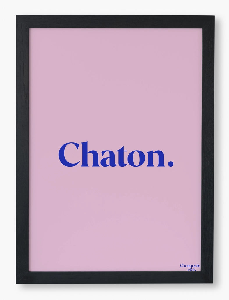 affiche chaton rose et bleu encadrée