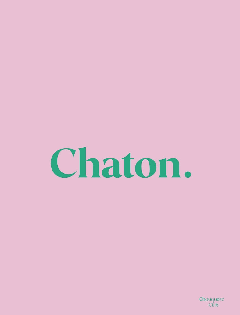 affiche chaton rose et vert