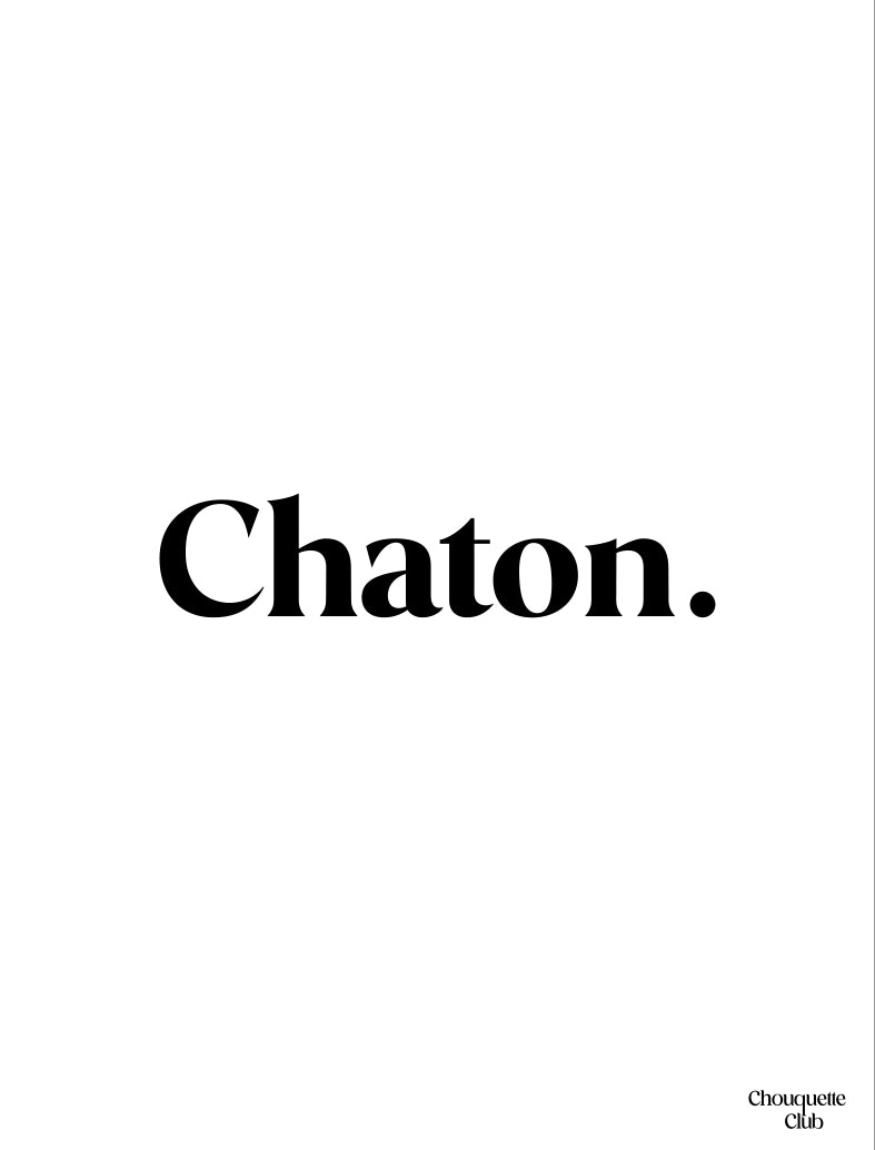 Une carte postale écrit chaton en noir et blanc