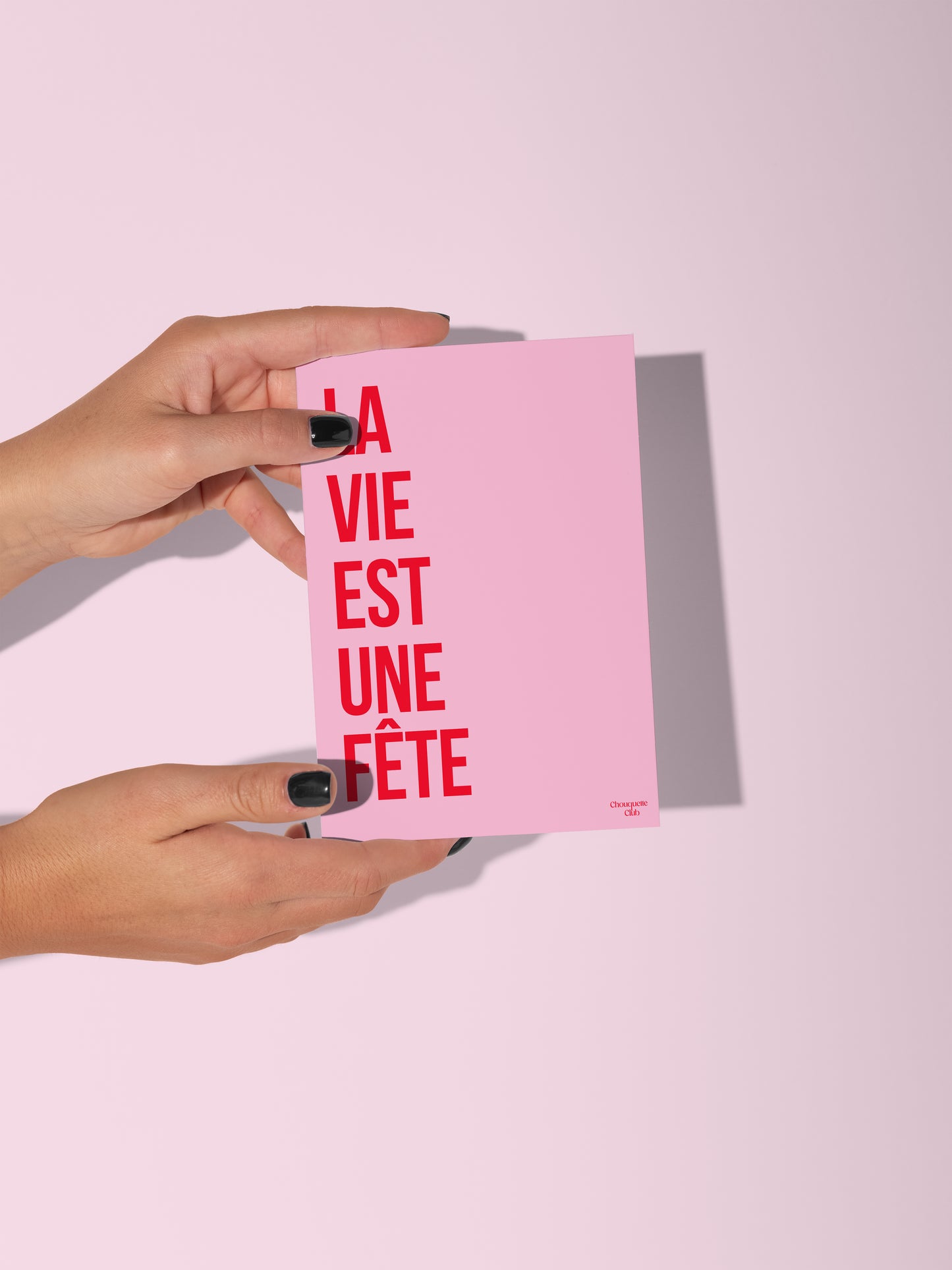 Carte postale La vie est une fête rose et rouge