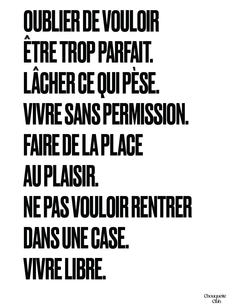 Poster Mantra #7 "Vivre libre" noir et blanc