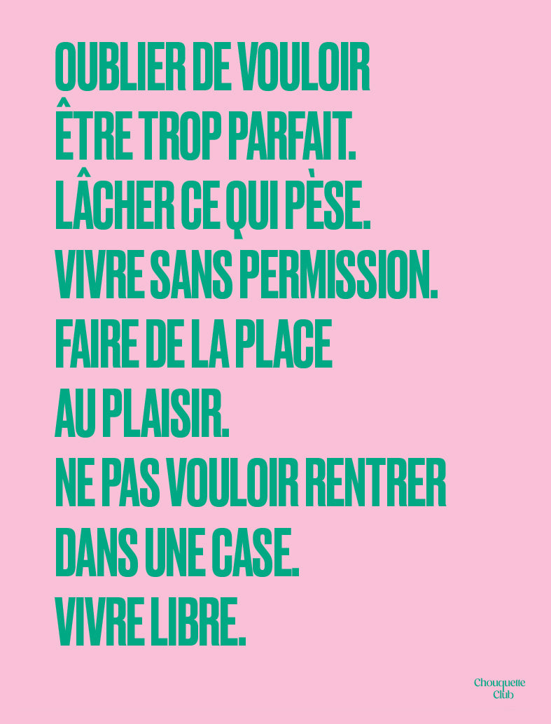 Poster Mantra #7 "Vivre libre" rose et vert