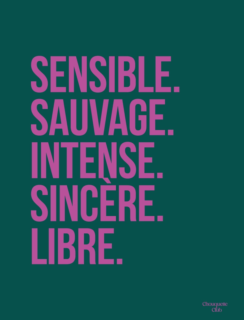Sensible et sauvage affiche vert sapin et rose