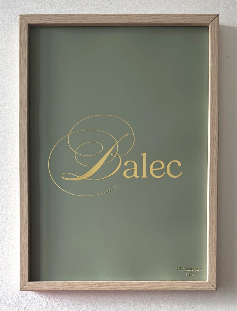 Affiche “balec” -lettrage doré fond kaki de Chouquette Club