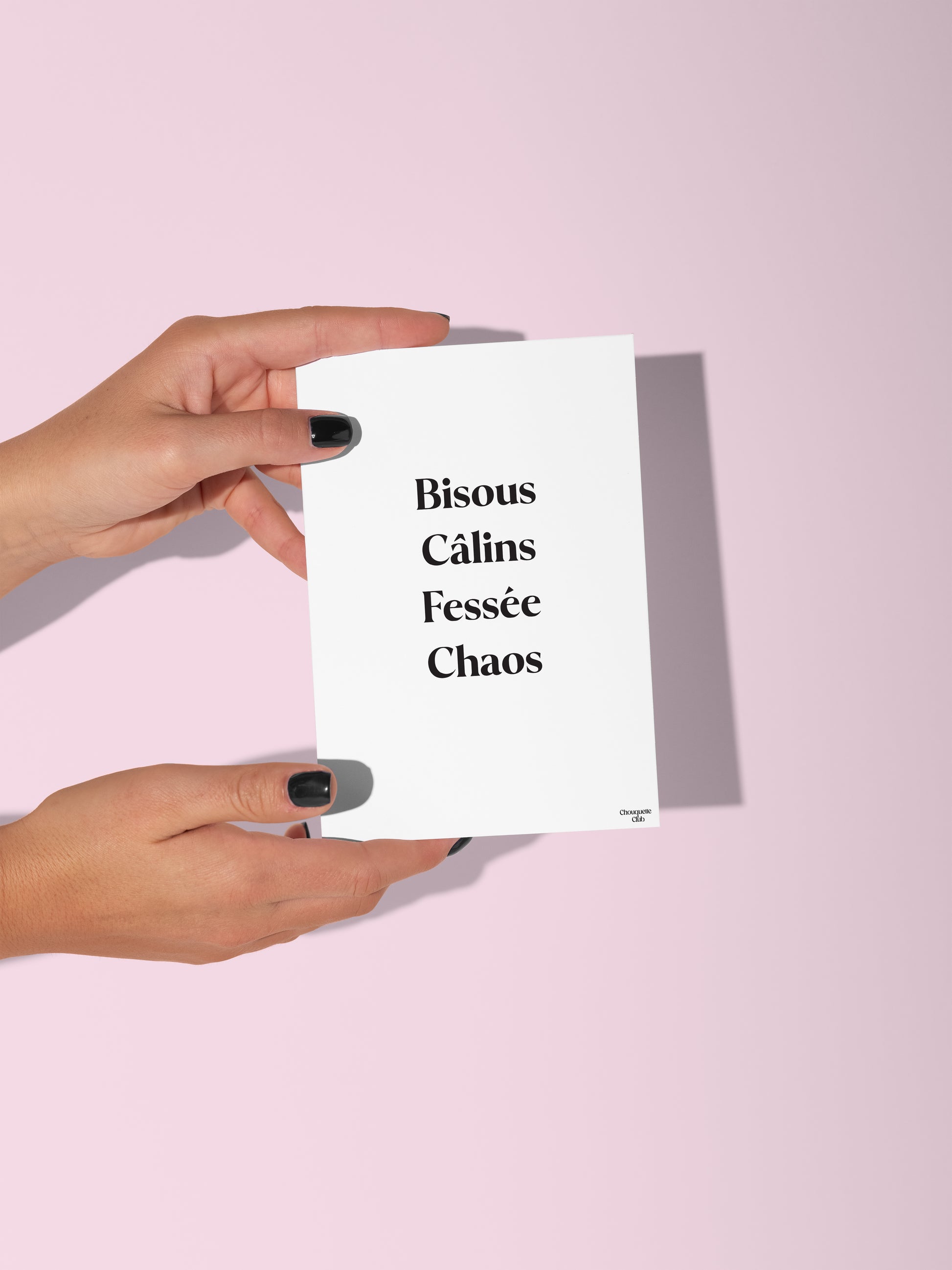 carte postale Bisous câlins fessée chaos