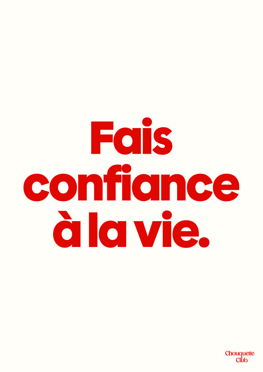 Carte postale "Fais confiance blanc-rouge"rose et rouge