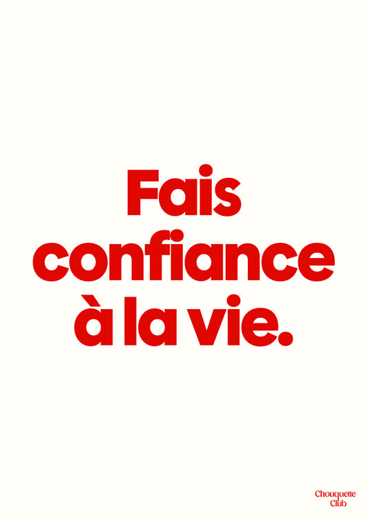 Carte postale "Fais confiance blanc-rouge"rose et rouge