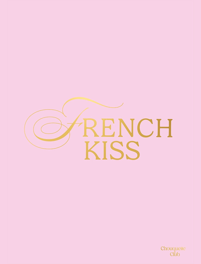 Affiche “French kiss" - lettrage doré fond rose