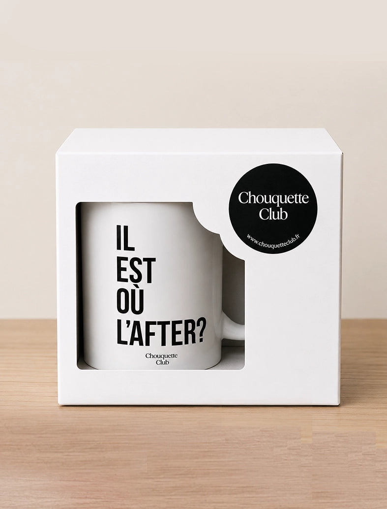 Mug "Il est où l'after?" noir et blanc
