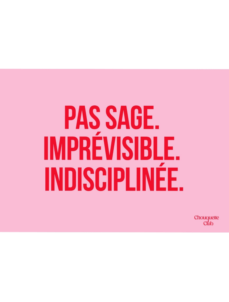 Carte postale Pas sage et imprévisible (rose et rouge)