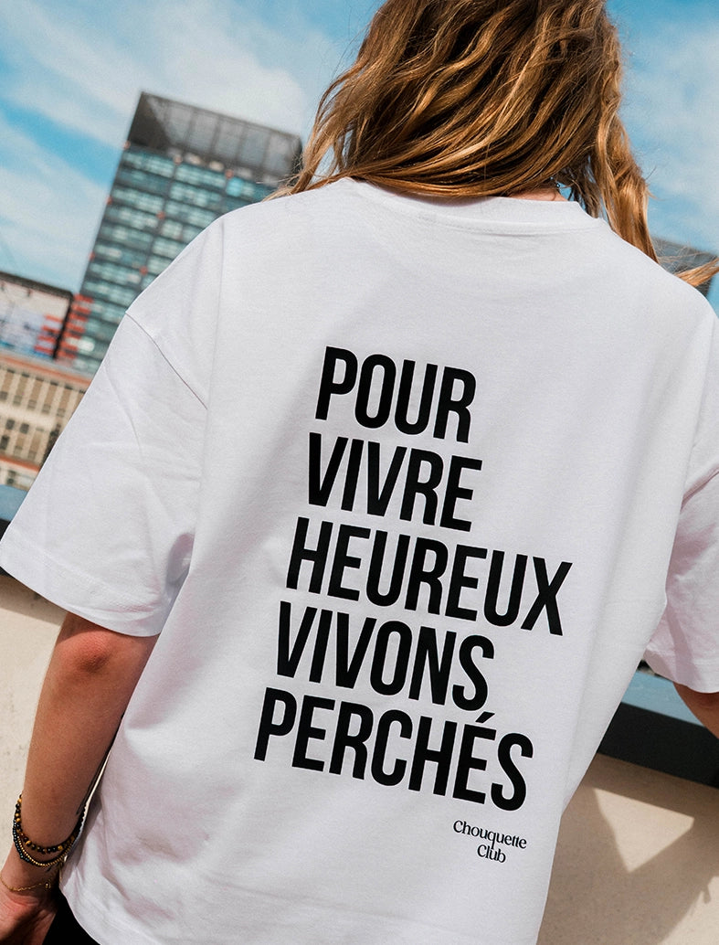 Tee-shirt femme "Pour vivre heureux vivons perchés"