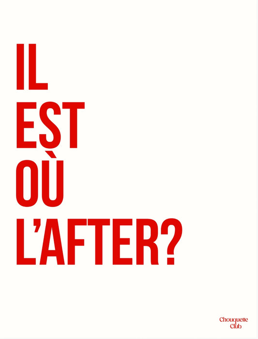 "Il est l'after" en rouge carte postale  de la marque Chouquette Club
