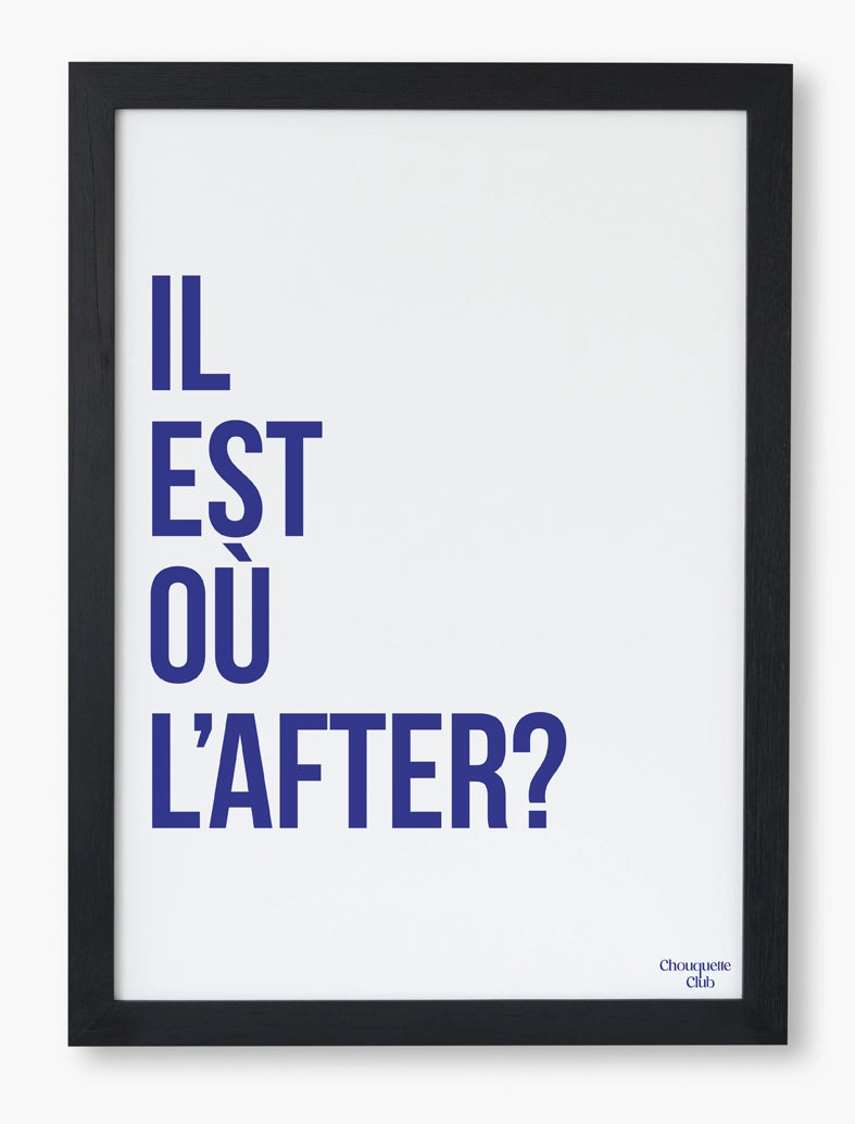 Il est l'after affiche  de la marque Chouquette Club dans un cadre noir