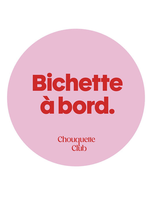 Sticker « Bichette à bord » rose et rouge