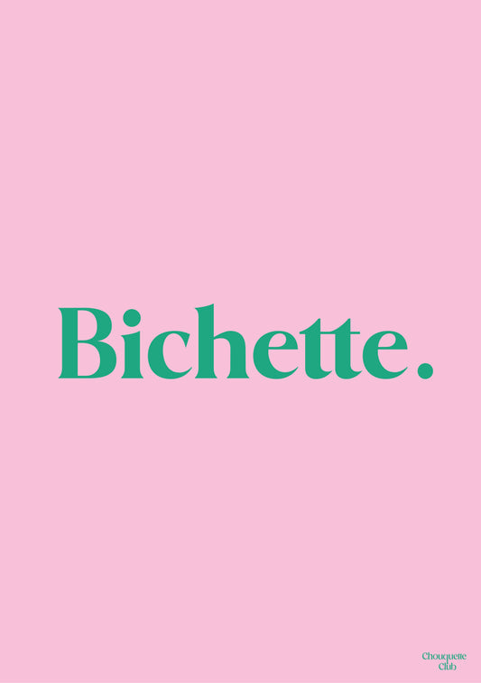 Carte postale Bichette rose et vert