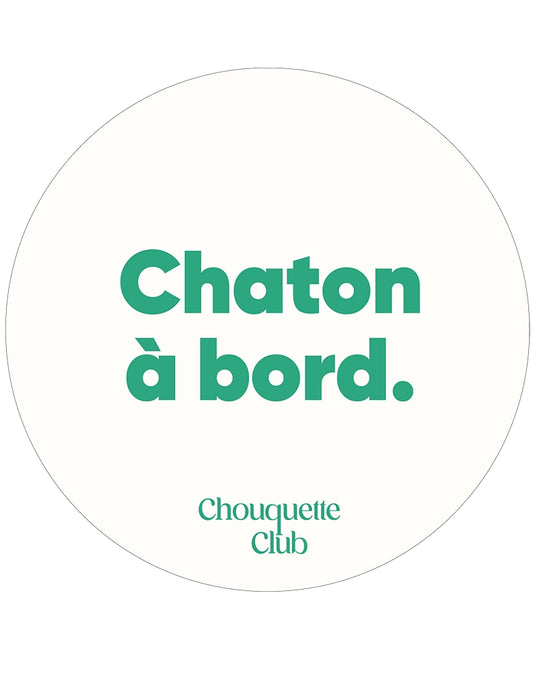 Sticker « Chaton à bord » vert et écru