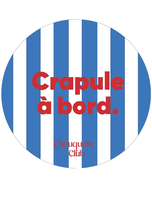 Sticker « Crapule à bord » rayures bleu et blanc