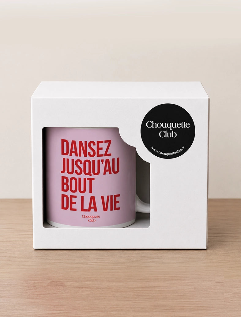 Mug "Dansez jusqu'au bout de la vie" rose et rouge
