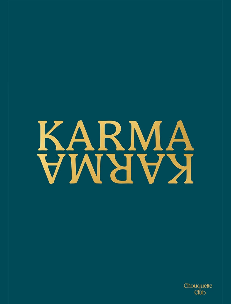 Affiche “Karma - lettrage doré fond bleu canard de Chouquette Club