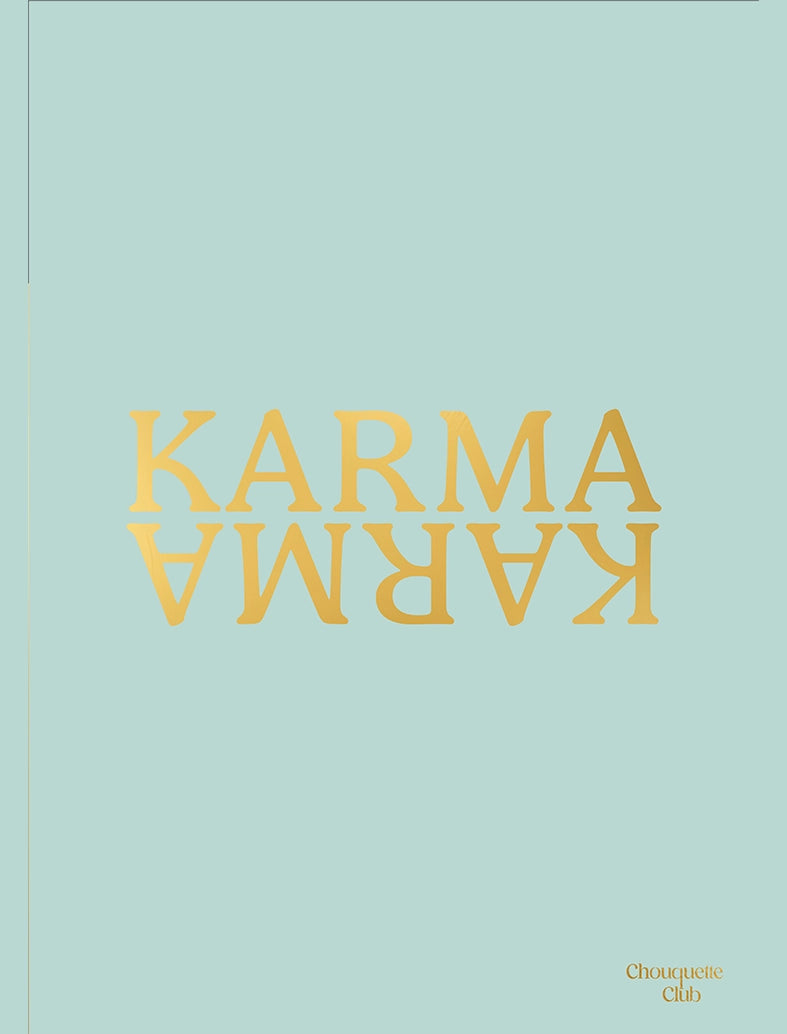 Affiche “Karma - lettrage doré fond bleu céladon de Chouquette Club