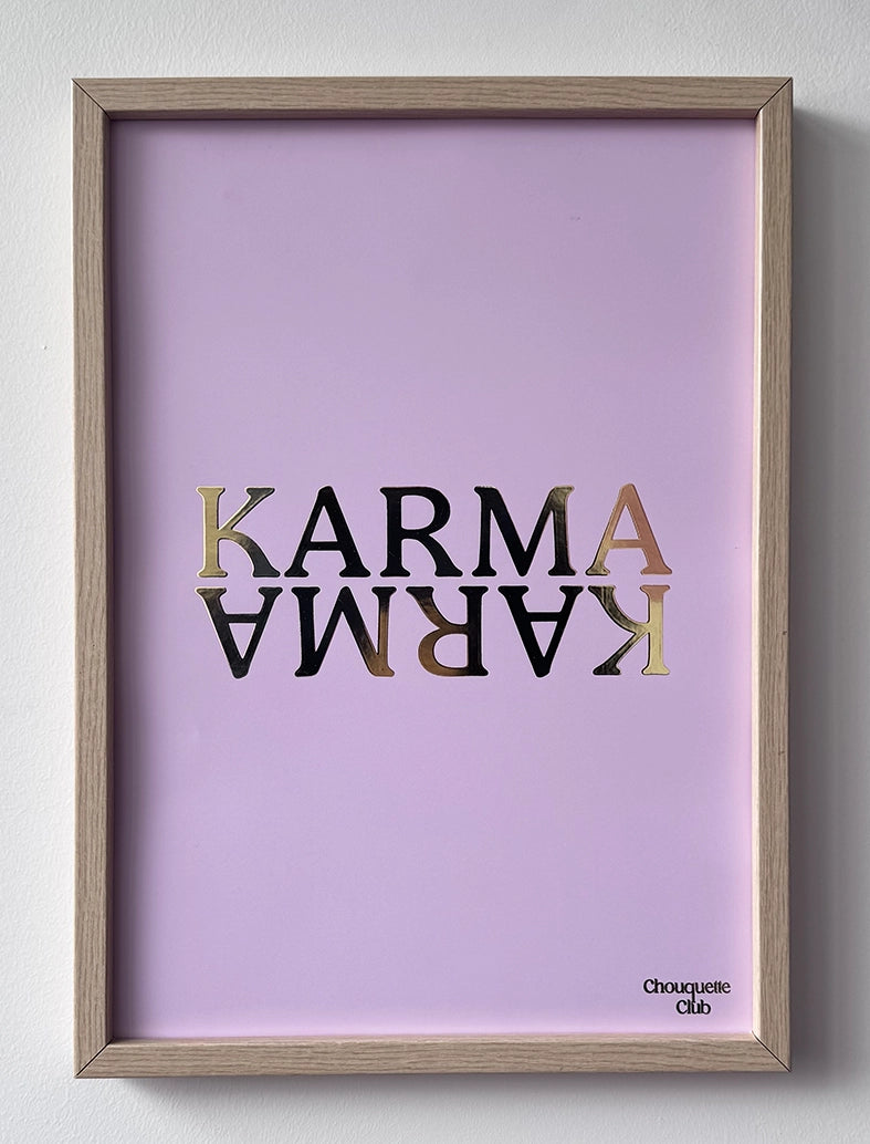 Affiche “Karma - lettrage doré fond rose de Chouquette Club