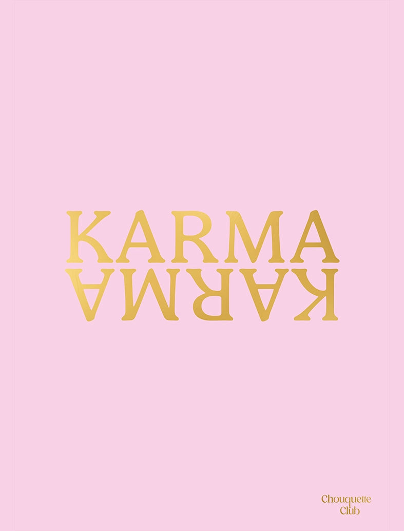 Affiche “Karma - lettrage doré fond rose de Chouquette Club