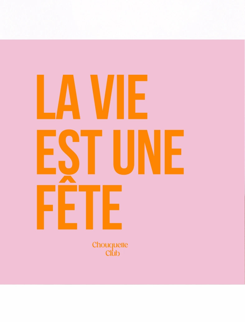 Mug céramique “La Vie Est Une Fête”  orange et rose Chouquette club