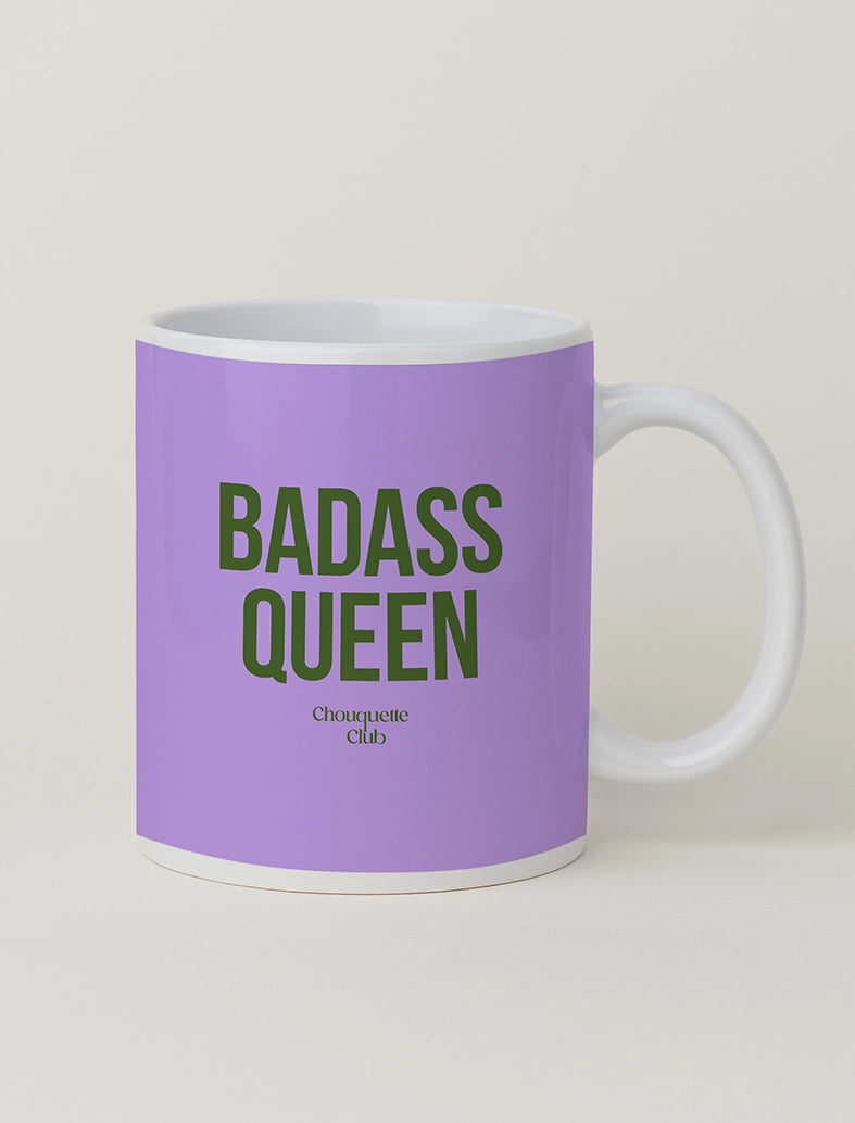 Mug "Badass Queen " mauve et vert