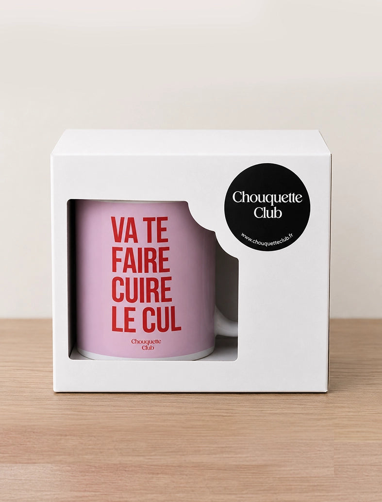 Mug céramique “Va te faire cuire le cul" rose et rouge Chouquette Club
