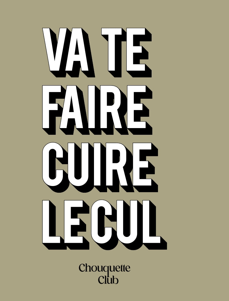 Mug "va te faire cuire le cul" kaki et noir Chouquette Club