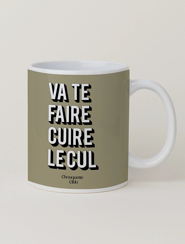 Mug "va te faire cuire le cul" kaki et noir Chouquette Club