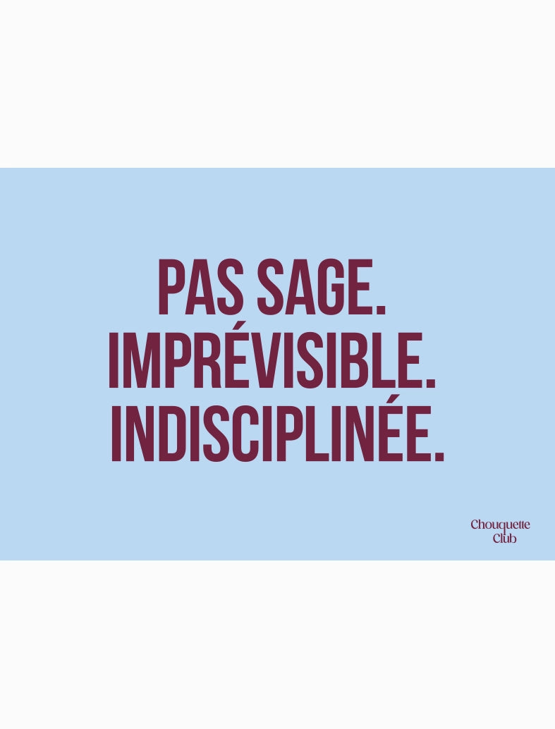 Affiche "Pas sage et imprévisible (bleu et bordeaux) - A3