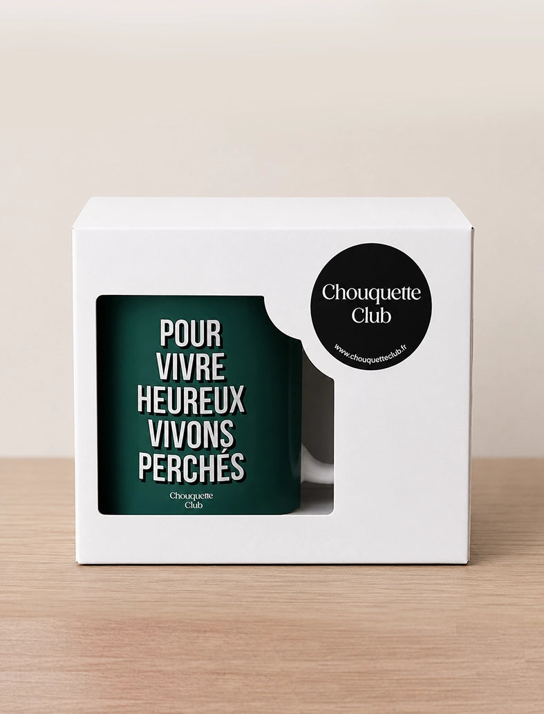 Mug "Pour vivre heureux vivons perchés" - Vert sapin