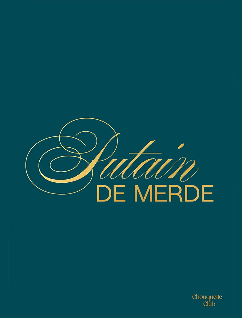 Affiche “Putain de merde" - lettrage doré fond bleu canard