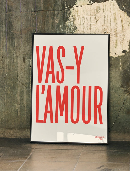 Mantra #7 "Vas-y l'amour" écru et rouge de Chouquette Club encadré