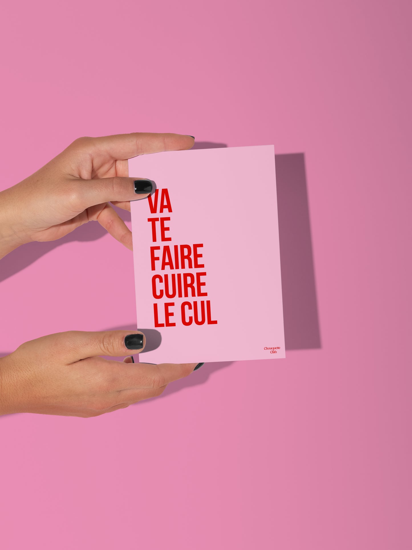 Carte postale Va te faire cuire le cul rose et rouge